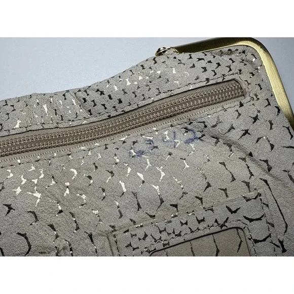 HOBO The Original Lauren Clutch Wallet Gold Exotic Print Suede Leather Money - Picture 3 of 8